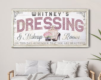 Personalized Dressing & Makeup Room Sign, Vintage Beauty Room Sign, Closet Wall Decor, Gift for Fashion Lovers, Makeup Artist Studio Decor