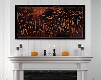 Halloween Schild, Halloween & Herbst Wanddekoration, Gruselige Schilder, Witchy Rustikal Leinwand Druck, Herbst Wanddekoration, Gruselige Dekoration, Happy Halloween Schild