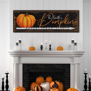 Custom Family Pumpkins Sign Fall Wall Decor Halloween Gift Pumpkin Wall Decor Family Pumpkin Farm Sign Harvest Thanksgiving Canvas Wall Art