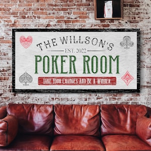Cartello personalizzato per sala da poker, cartello del casinò, arredamento delle caverne e del seminterrato, cartello solo su invito, carte da imbracatura, arte della parete della fattoria, stampa su tela
