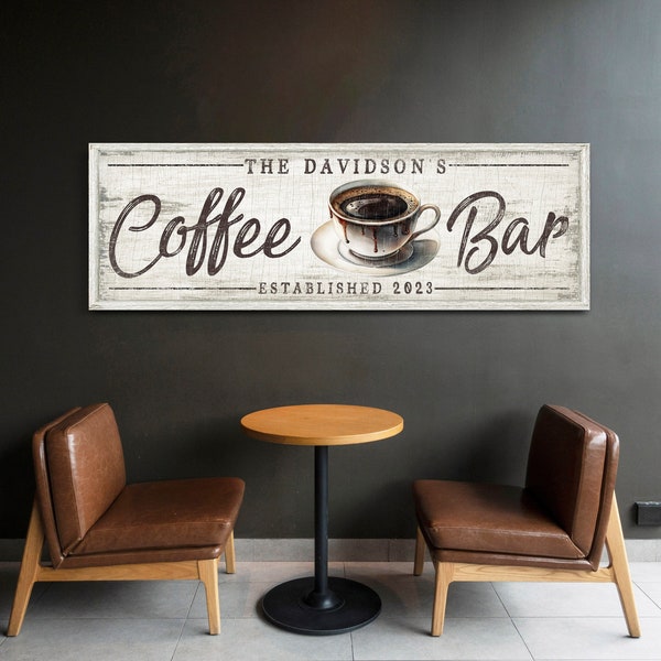 Personalized Coffee Bar Sign, Family Name Coffee Co Sign, Farmhouse Kitchen Canvas Wall Art, Gift for Coffee Lover, Vintage Coffee Shop Sign