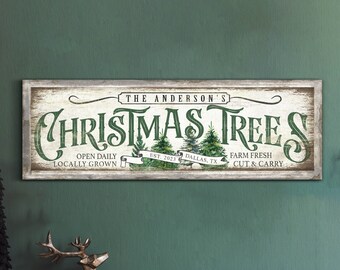 Personalized Christmas Trees Sign, Cut and Carry, Custom Christmas Canvas Wall Art, Winter Wall Decor, Seasonal Winter Home Decor, Xmas Gift