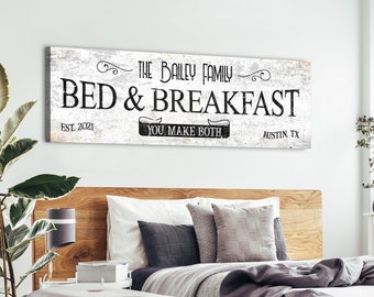 Family Name Sign | Personalized Huge Canvas | Bed and Breakfast Sign | Rustic Farmhouse Wall Decor | Guest Bedroom Signs | Established Sign