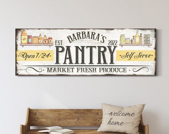 Custom Pantry Sign, Kitchen Wall Decor, Pantry Room Decor, Farmers Market Sign, Mercantile Sign, Farmhouse Wall Art, Vintage Canvas Print