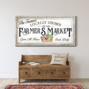 Personalized Farmers Market Sign, General Store Sign, Trading Mercantile Sign, Pantry Decor, Kitchen Decor, Farmhouse Wall Art, Canvas Print