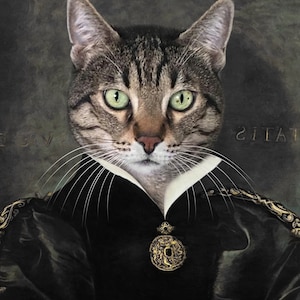 Custom Pet Portraits,Pet Portraits,Regal Cat Potrait,Renaissance Cat Portrait,Personalized Cat Gifts For Owners,Custom Cat Art