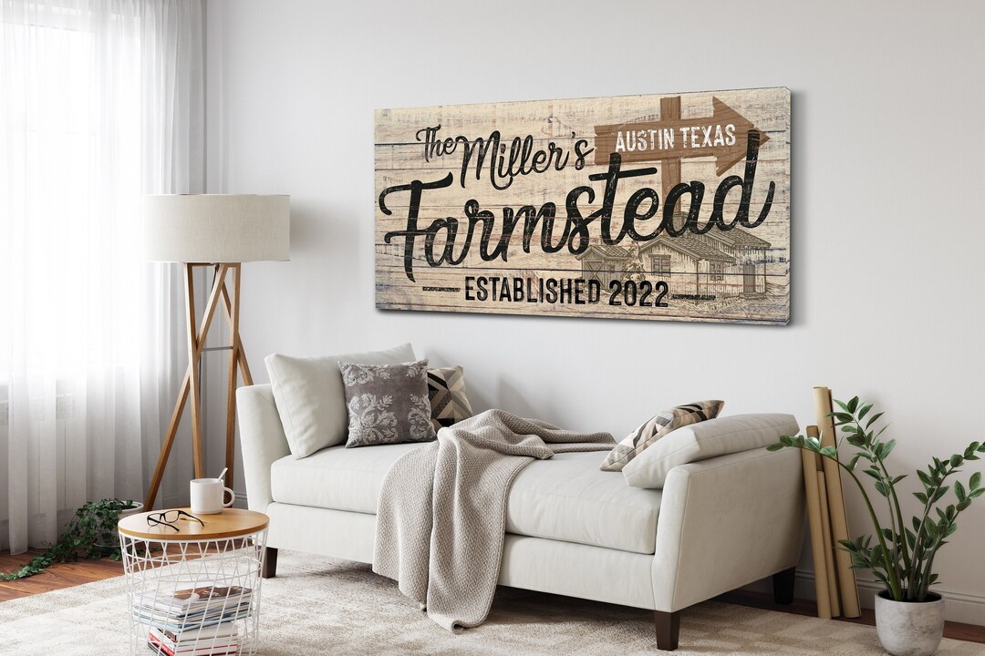 Personalized Family Name Modern Farmhouse Sign Last Name Date Home Wall ...