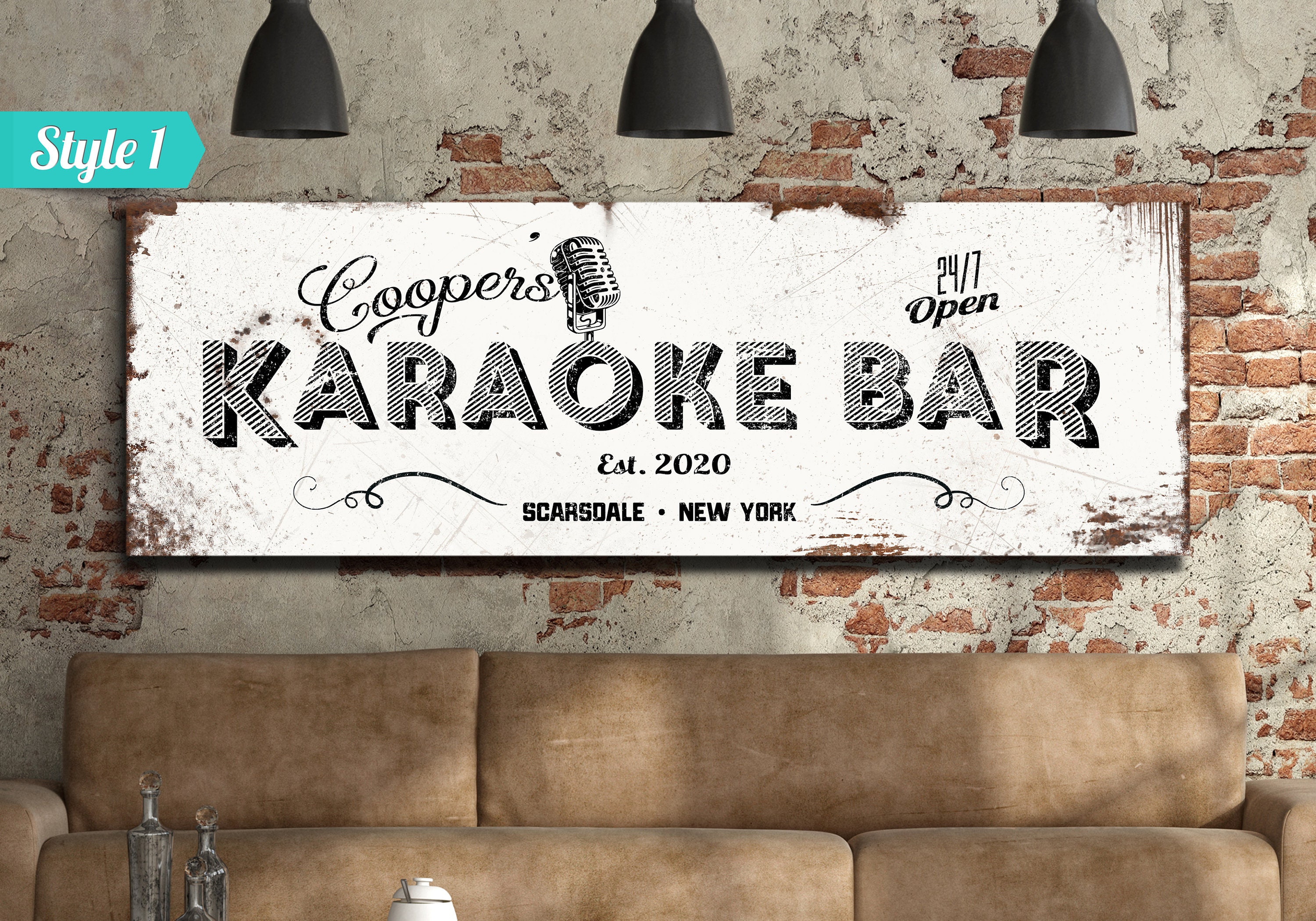 Custom Karaoke Bar Canvas Personalize Bar Sign Outdoor Bar Etsy