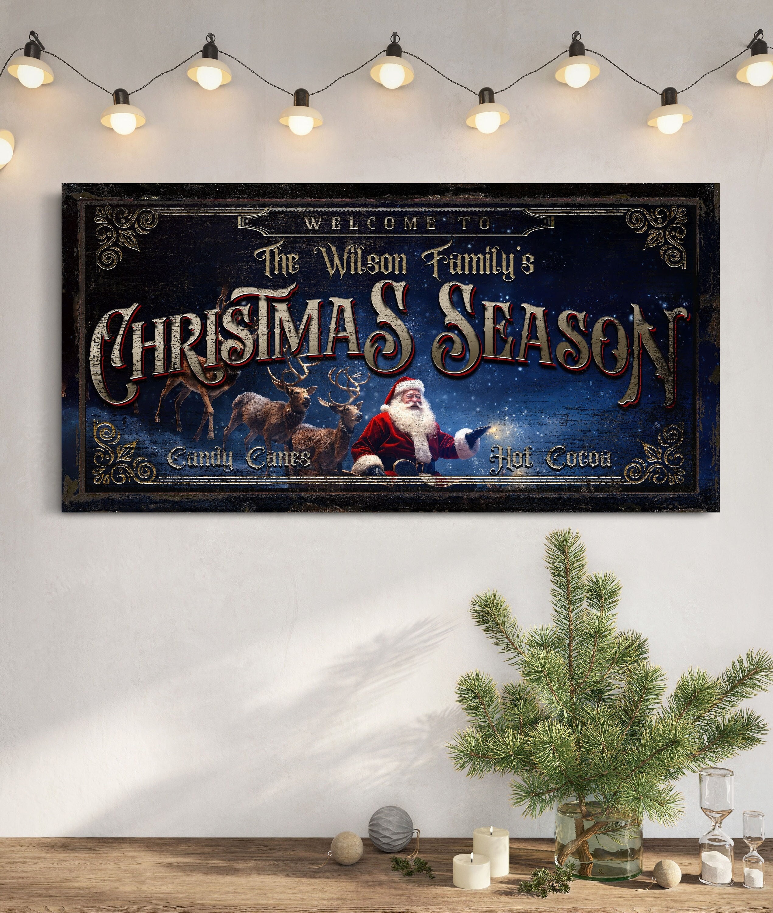 Personalized Christmas Season Sign, Custom Family Name Sign, Winter ...