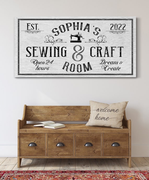 Personalized Sewing And Craft Room Sign, Embroidery Decor, Sewing Room Decor, Mother's Day Gift, Farmhouse Wall Art, Large Canvas Print