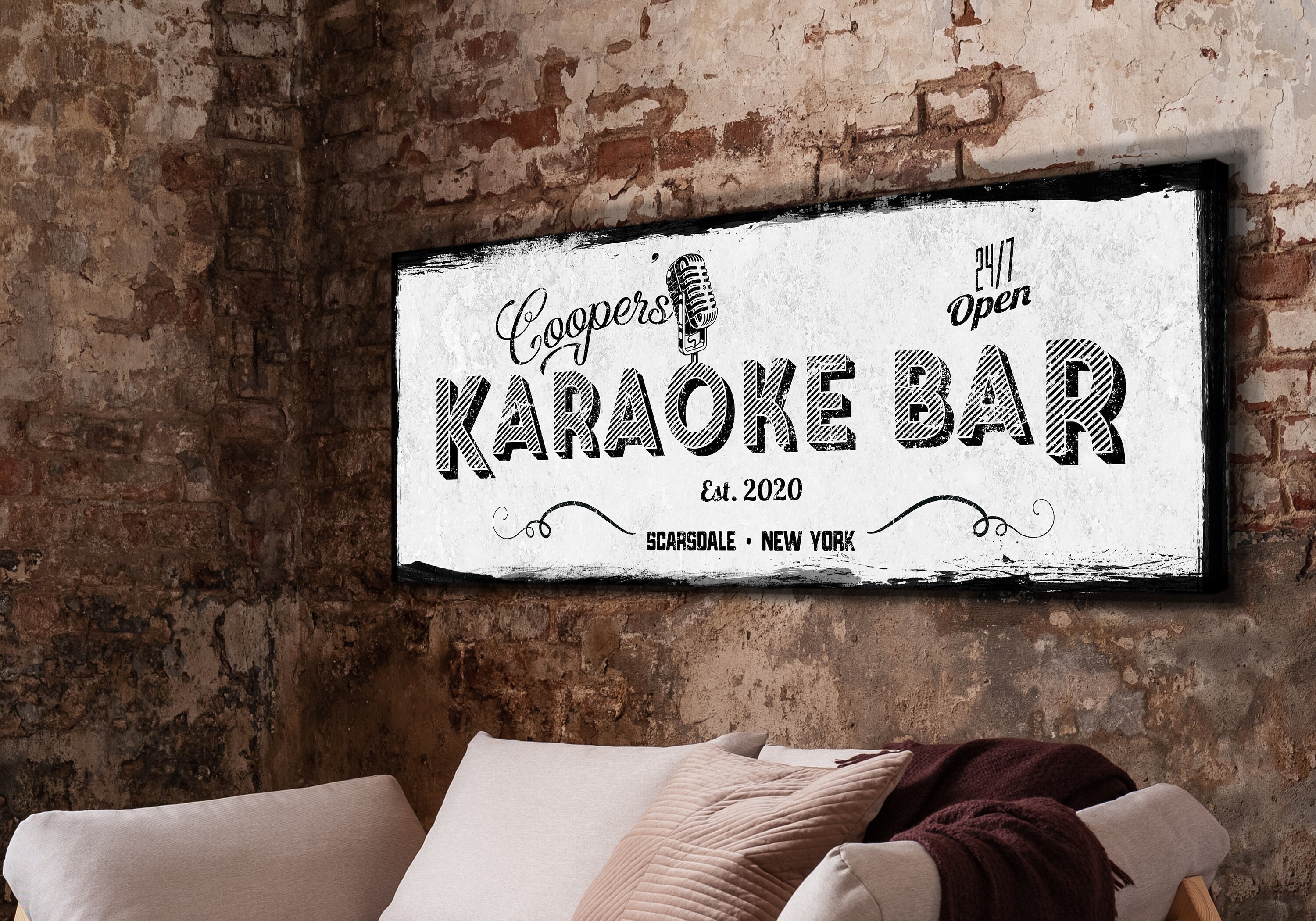 Custom Karaoke Bar Canvas Personalize Bar Sign Outdoor Bar Etsy