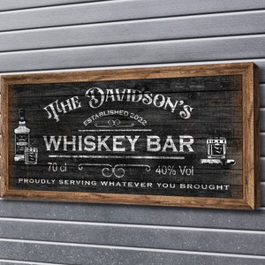 Personalized Whiskey Bar Sign, Man Cave Decor, Whiskey Lover, Gift for Husband, Liquor Brewery, Rustic Home Bar Decor, Farmhouse Wall Art
