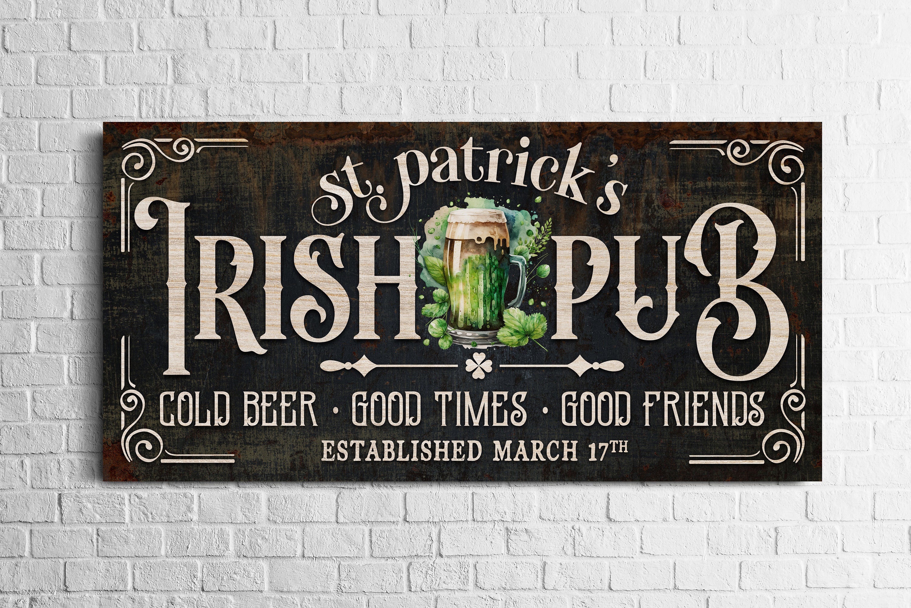 Enseigne Pub Irlandaise Personnalisée – Chico Creek Signs – Métal Vert – Décor Saint Patrick