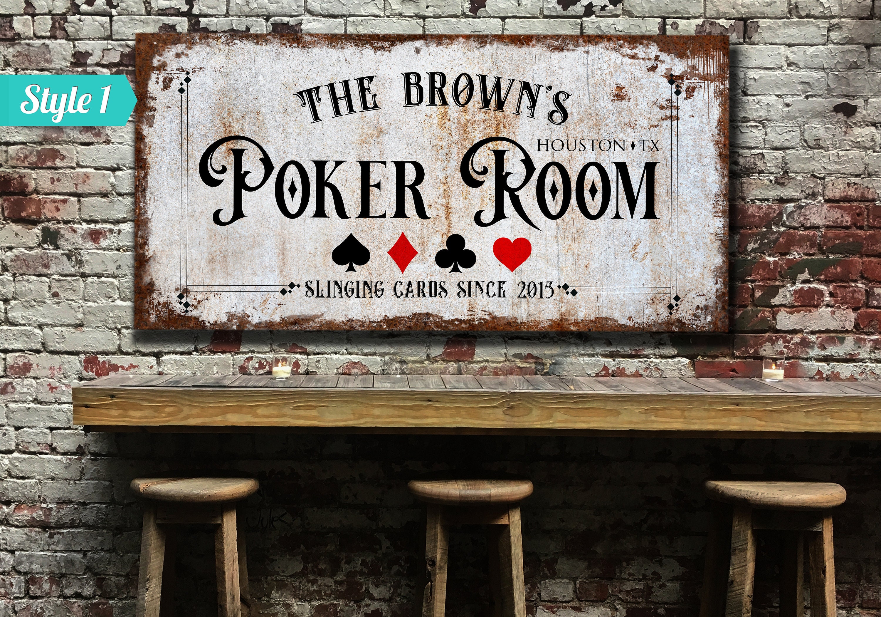 Custom Poker Room Sign Modern Rustic Farmhouse Game Room Etsy