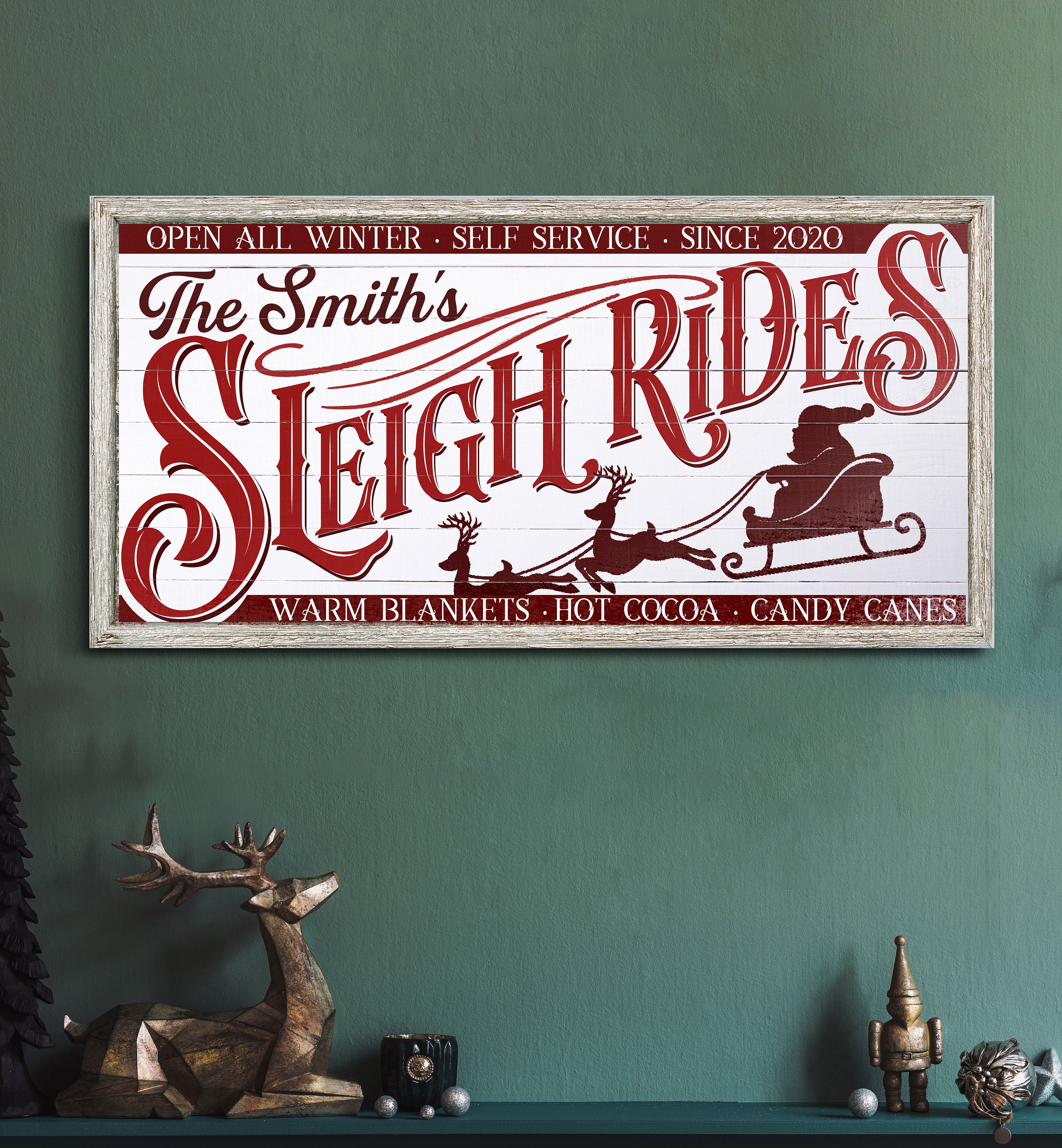 Sleigh Races Sign Personalized Sleigh Rides Sign, Christmas Decor, Custom Holiday Winter ...