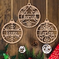 Custom Name Christmas Wood Ornament, Personalized Christmas Snowflake Wood Ornaments, Family Christmas Tree Decor, Christmas Gifts
