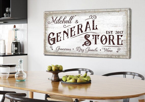 GENERAL STORE Sign Personalized Farmhouse Kitchen Sign Large