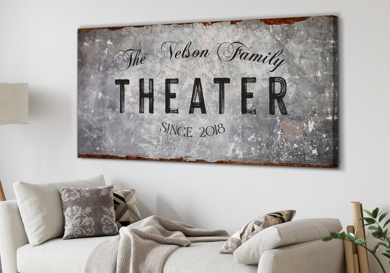 Modern Farmhouse Wall Decor Family Theater Sign | Personalized Last ...