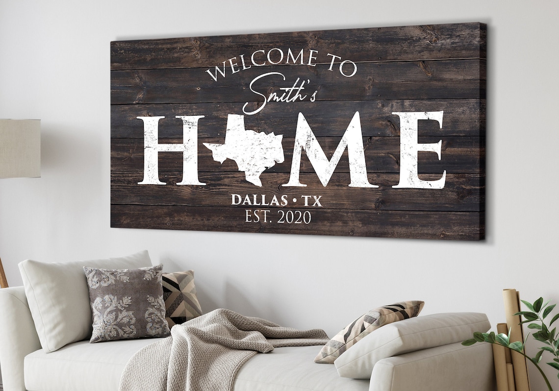 Custom HOME Sign Canvas Print Personalized Huge Canvas Etsy