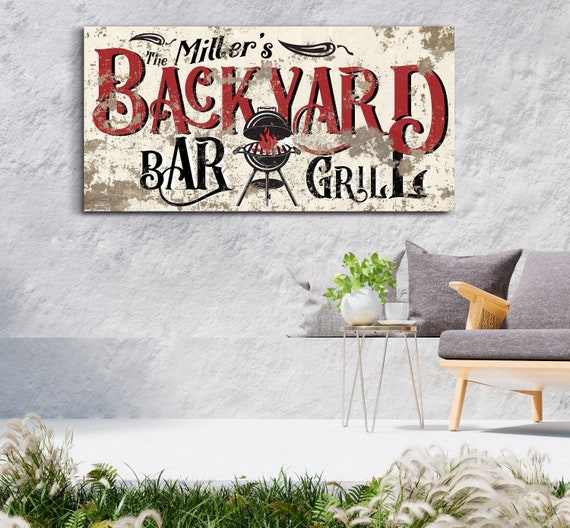 Custom Backyard Bar & Grill Sign Outdoor Grill Sign Backyard Etsy