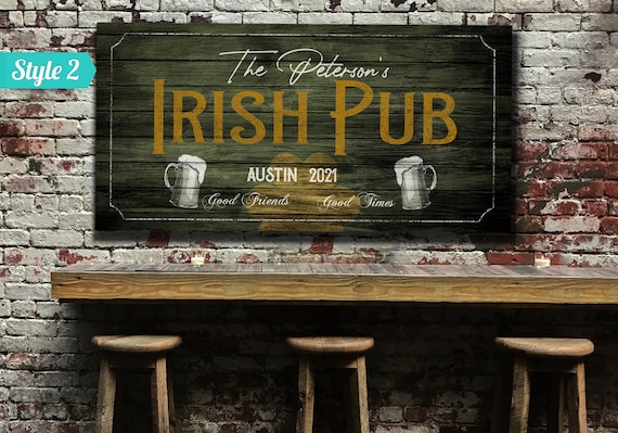 Personalized Irish Pub Sign Custom Bar Large Canvas Wall Art Outdoor Home Bar Decor Custom Housewarming Gift Father s Day Gift Canvas Etsy