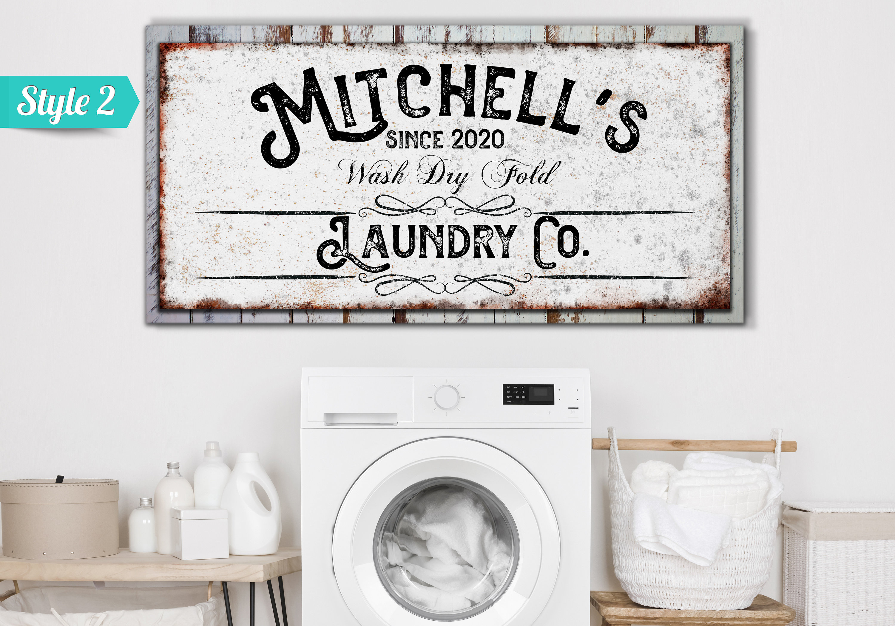 Laundry Room Sign Laundry Co Sign Personalized Huge Canvas Etsy