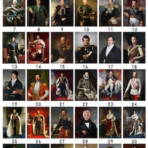 Puede incluir: Un collage de 30 im&aacute;genes de hombres con diversos uniformes militares hist&oacute;ricos. Los hombres aparecen en retratos formales, muchos de ellos con medallas y condecoraciones. Las im&aacute;genes est&aacute;n dispuestas en una cuadr&iacute;cula, con cada imagen numerada.