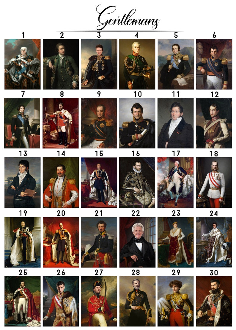 Puede incluir: Un collage de 30 im&aacute;genes de hombres con diversos uniformes militares hist&oacute;ricos. Los hombres aparecen en retratos formales, muchos de ellos con medallas y condecoraciones. Las im&aacute;genes est&aacute;n dispuestas en una cuadr&iacute;cula, con cada imagen numerada.
