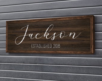 Personalized Family Name Sign, Family Room Decor, Vintage Last Name Sign, Family Est. Date Sign, Farmhouse Wall Decor, Large Canvas Print