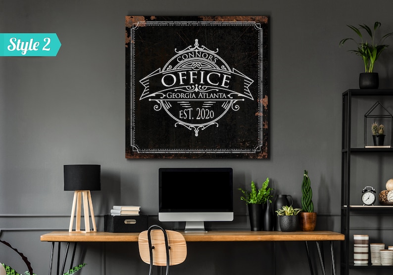 May include: Black and white office sign with a distressed, rusty background. The sign reads "Connors Office Georgia Atlanta Est. 2020".