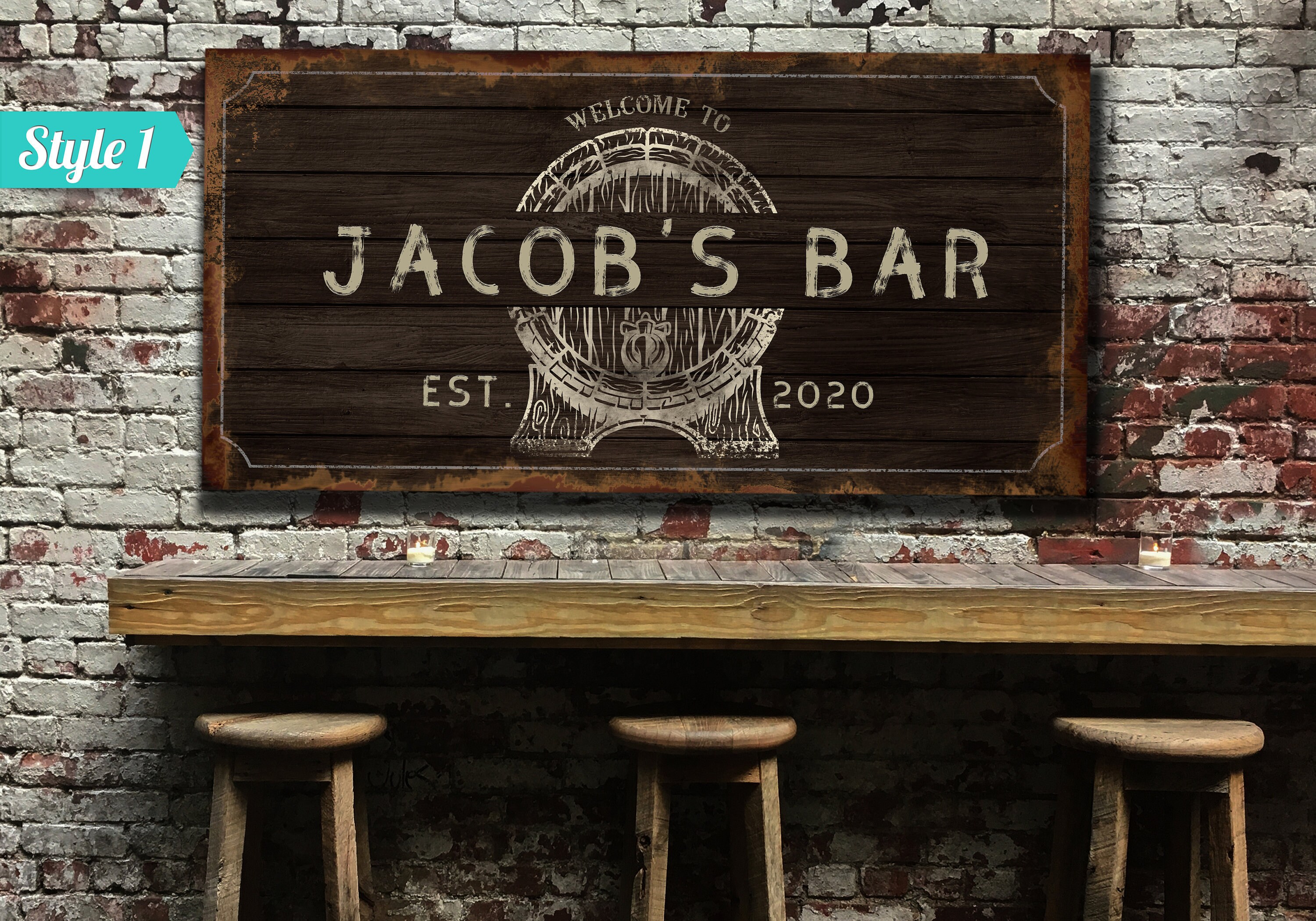 Custom Pub Rustic Resto Bar Signs Custom Plaque Large Etsy