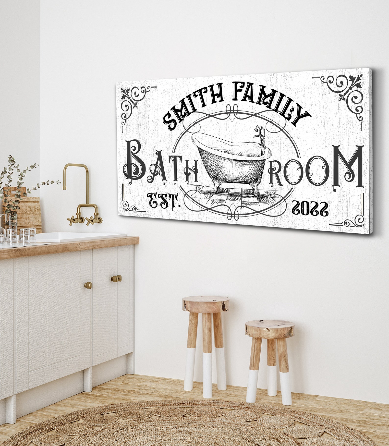 Custom Bathroom Sign Over Bath Tub Decor Vintage Bathroom Etsy
