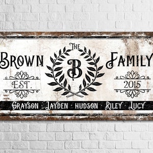 Personalized Family Name Sign, Name Sign, Rustic Last Name Sign, Vintage Home Art, Living Room Wall Decor, Farmhouse Wall Art, Canvas Print