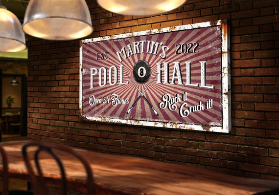 Custom Pool Hall Sign Billiard Lounge Sign Rock It Crack It - Etsy