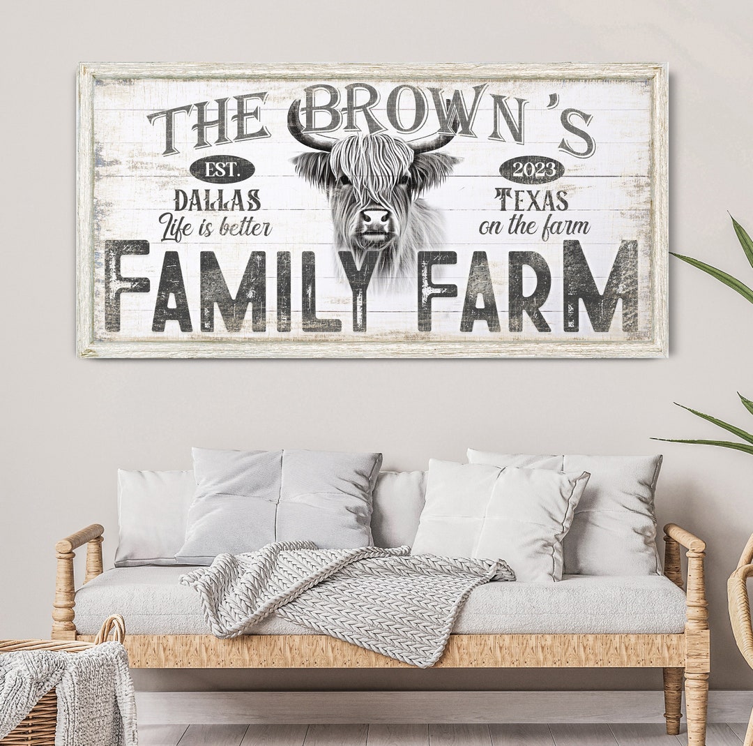 Personalized Family Farm Sign, Farmhouse Homestead Wall Art, Last Name