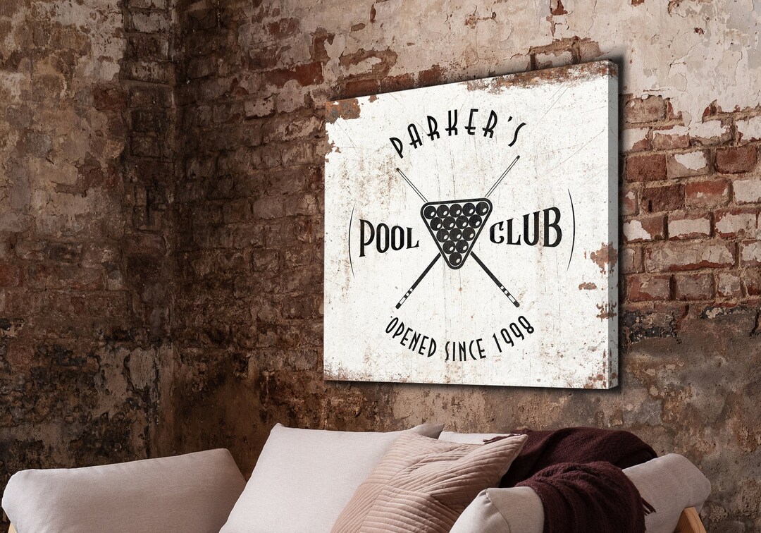 Custom POOL CLUB Sign | Personalized Huge Canvas | Pool & Bar Sign ...