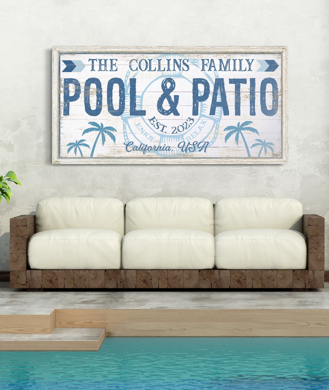 Custom Pool & Patio Sign With Family Name, Personalized Backyard Wall ...