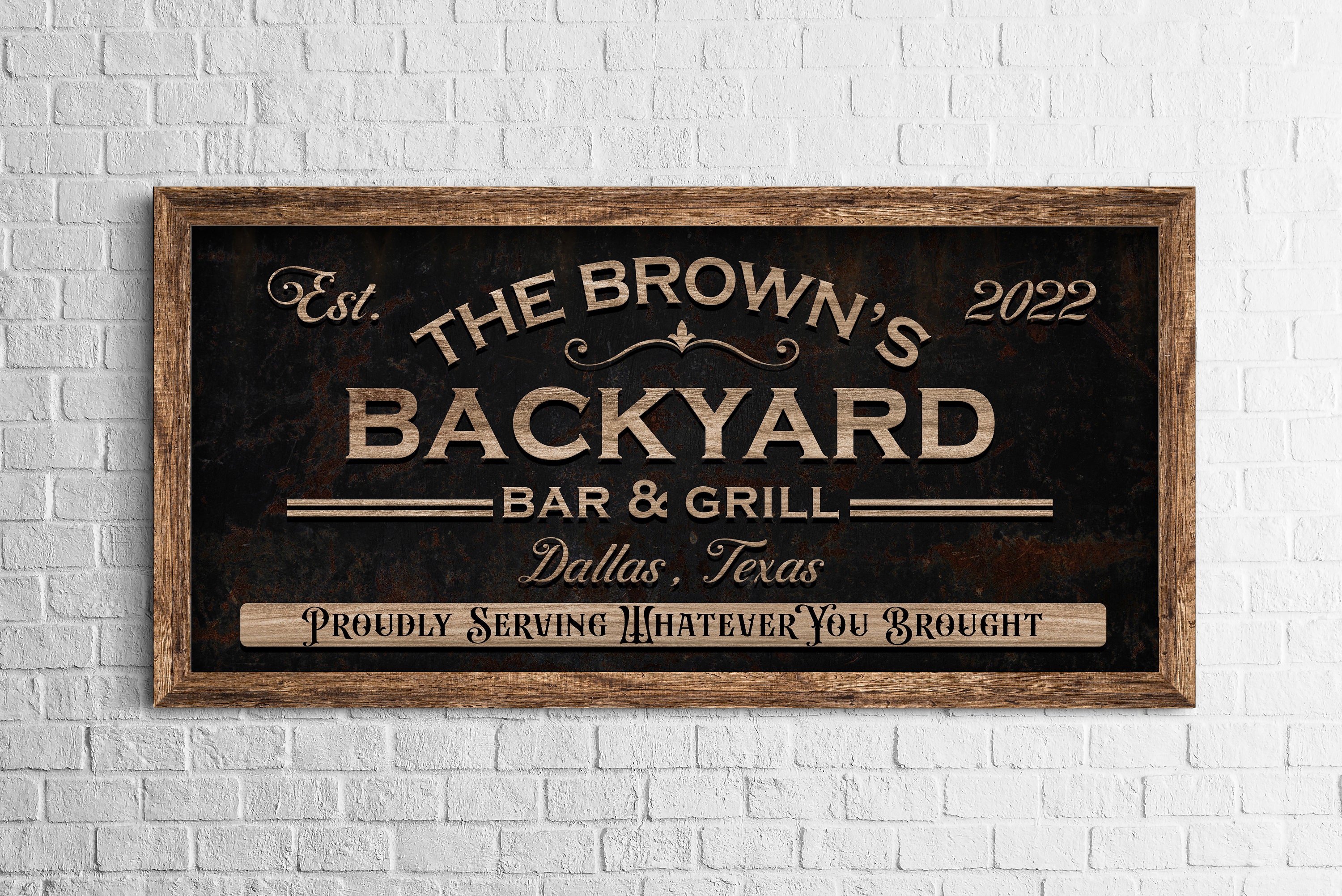Custom Backyard Bar & Grill Sign Outdoor Grill Sign Backyard Etsy