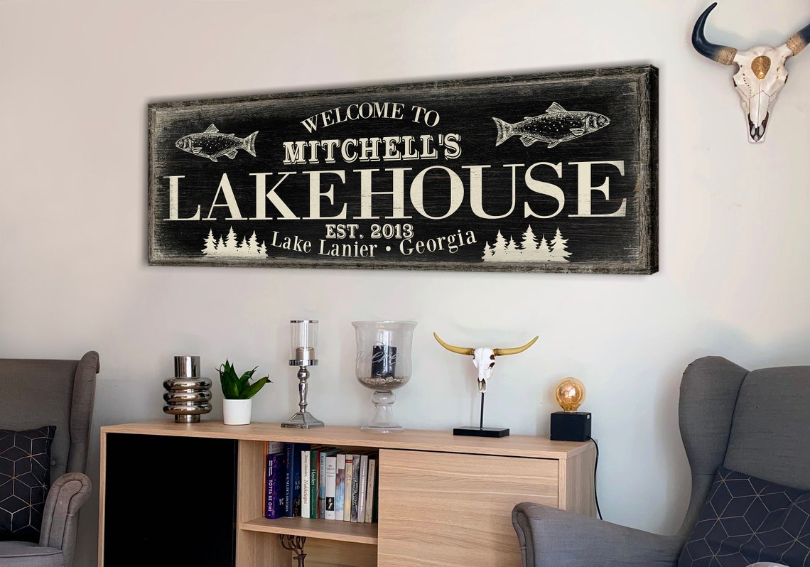 Lake House Decor Lake Life Large Lake House Canvas Wall Art | Etsy