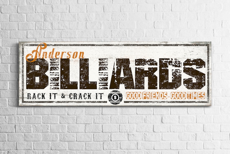 Pool Table Signs Lettering Custom Billiards Sign, Pool Table Sign, Vintage Game Room Decor ...