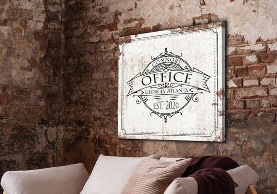 Custom Office Sign | Home Office Sign | Custom Business Signs for Wall | Office Wall Art Canvas | Custom Name Sign Canvas | Rustic Farmhouse
