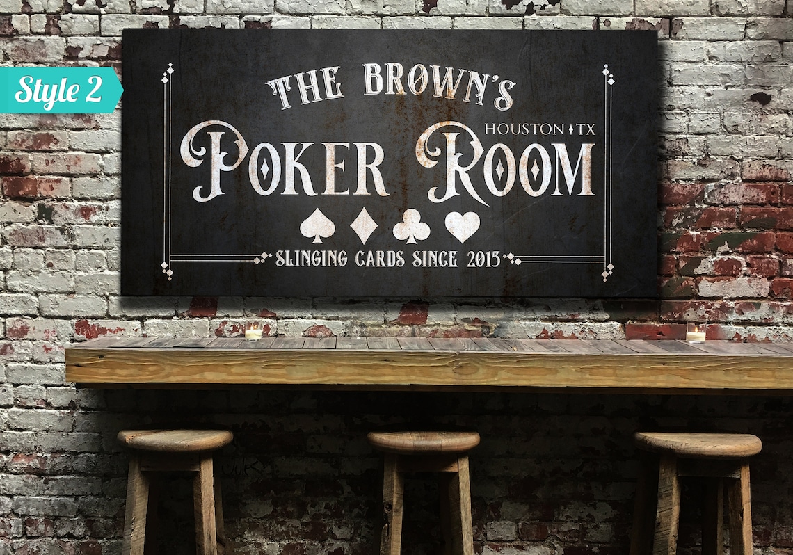 Personalized Poker Room Sign for Home Bar Large Canvas Wall Etsy