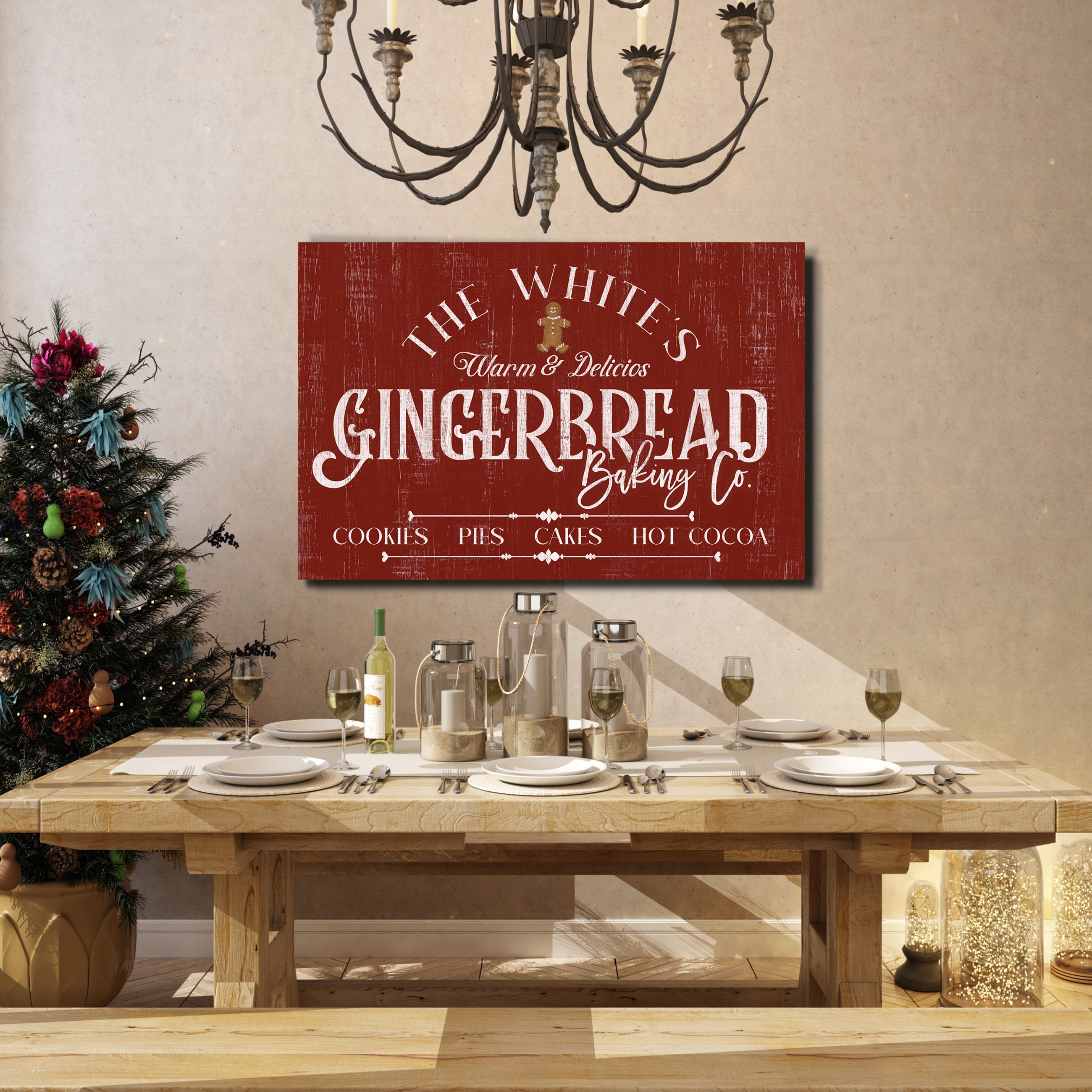 Custom Gingerbread Baking Co. Sign | Warm & Delicios | Bakery Canvas ...