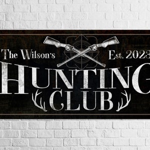 Custom Hunting Club Sign, Personalized Deer Hunting Wall Decor With ...