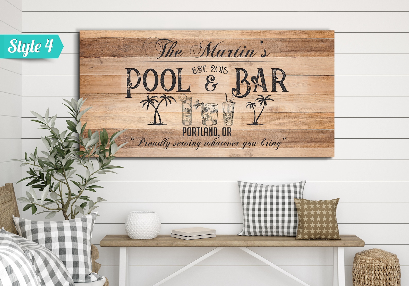 Backyard Pool & Bar Sign Personalized Huge Canvas Bar Sign Etsy New Zealand