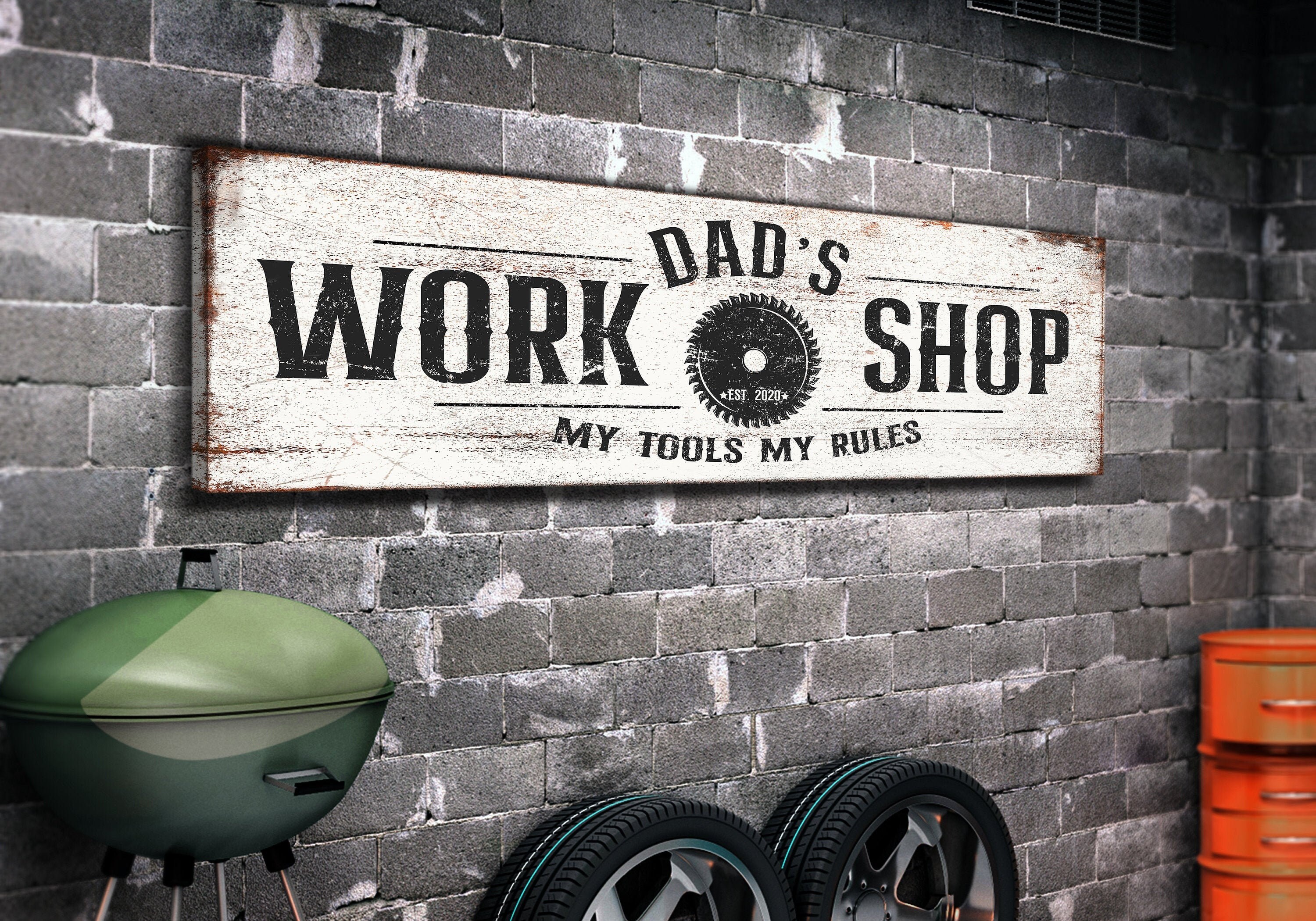 Custom Dad's Work Shop Sign Personalized Fathers Day Etsy