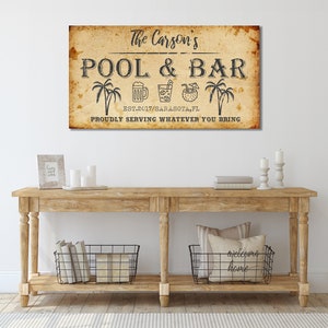 Customized POOL & BAR Sign Personalized Pool Bar Sign Last Name Bar