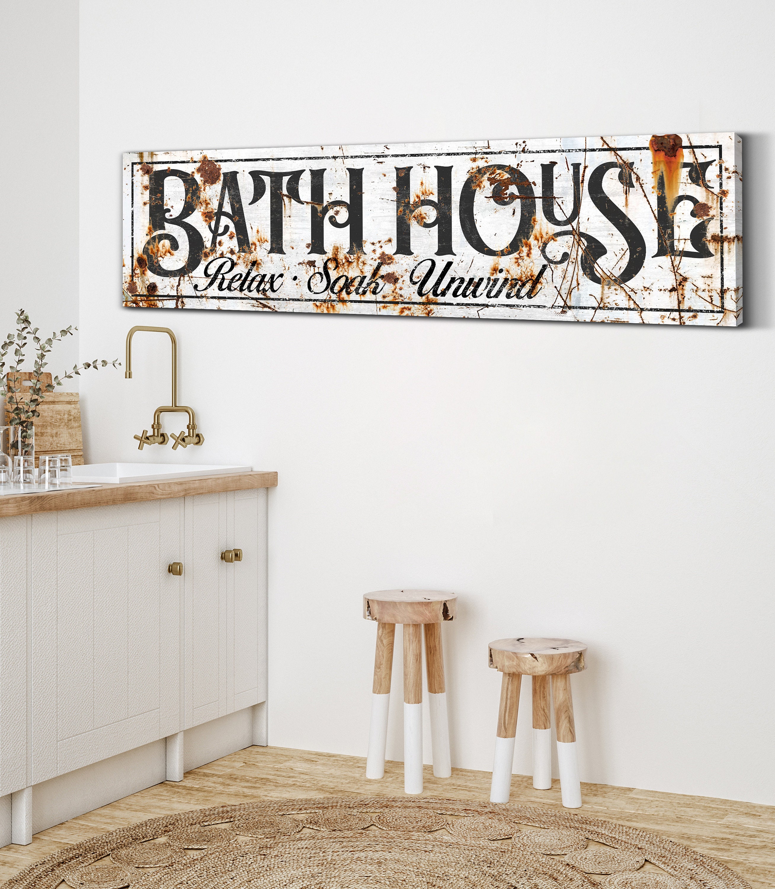 Set Of 3 Bathroom Prints, Relax Soak Unwind, Sage Green
