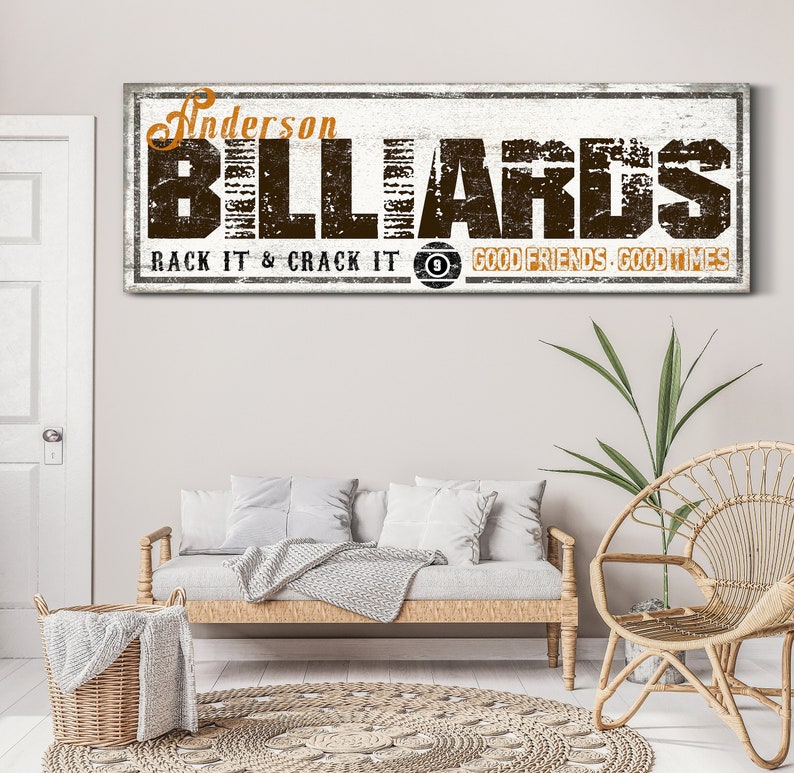 Custom Billiards Sign, Pool Table Sign, Vintage Game Room Decor ...