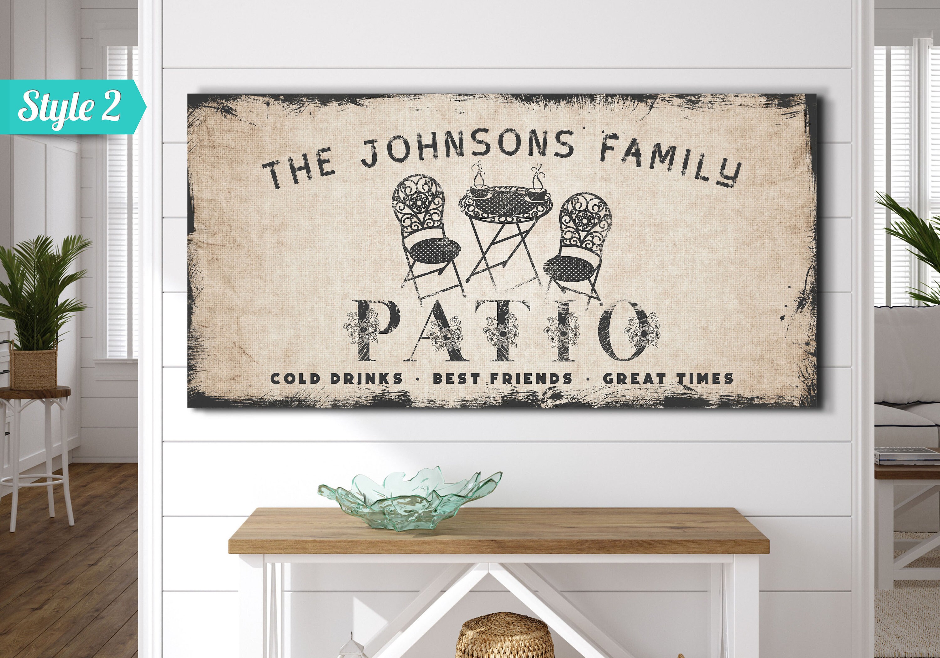 Family Patio Sign Customized Patio Canvas Outdoor Decor Etsy